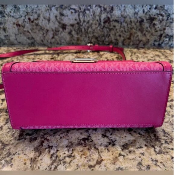 MICHAEL KORS WHITNEY ELECTRIC PINK MONOGRAM TOP HANDLE NWOT - Picture 11 of 11